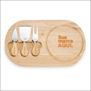 KIT QUEIJO 4 PEÇAS Madeira  1x0   Gravação a Laser