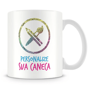Caneca Personalizada Alça e Interior Branco Porcelana  Colorida Pintura Pintura 