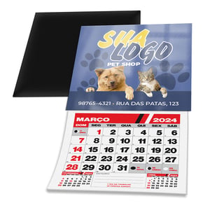 Calendário imã de geladeira couche 250g - ap.75g imã 5x4,5cm  - calendario 5x4 4x0  53x48 quadrado, Calendario, Manta magnetica 