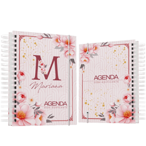 AGENDA FLORAL EDIFICANTE 2026 COM SEU NOME CAPA DURA 15 X 21 COLORIDO LAMINAÇÃO WIRE-O 