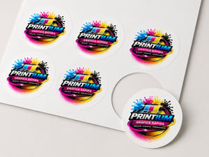 Kit 500 Adesivos em Papel Brilho Adesivo Couche  4x0 Brilho Sem acabamento 