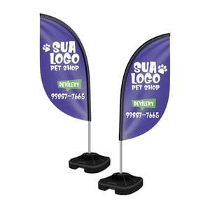 Wind Banner Pena 1,90m Kit Completo Tecido Oxford 60 x 190 cm (aprox.) 4x4 (Colorido frente e verso) – Sublimação  Corte padronizado + costura overlock para encaixe • Acompanha base e hastes