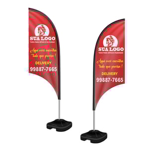 Wind Banner Vela 2,50m Kit Completo Tecido Oxford 60 x 250 cm (aprox.) 4x4 (Colorido frente e verso) – Sublimação  Corte padronizado + costura overlock para encaixe • Acompanha base e hastes