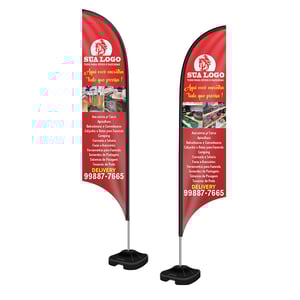 Wind Banner Vela 3,50m Kit Completo Tecido Oxford 60 x 350 cm (aprox.) 4x4 (Colorido frente e verso) – Sublimação  Corte padronizado + costura overlock para encaixe • Acompanha base e hastes