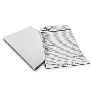 Comanda 14x10cm – 1x0 (Blocos com 100 folhas) Papel Sulfite 75g 14x10cm 1x0 (preto frente)   100 folhas por bloco