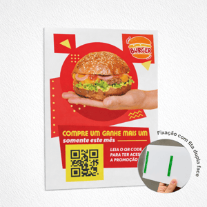 Placa Pix de Parede em Acrílico 2,4mm – QR Code Simples Acrílico 2,4mm 14x20cm Colorida (4x0)  Corte Reto Fixação: Fita Dupla Face