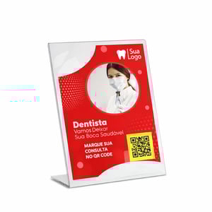 Placa Pix de Mesa em Acrílico 2,4mm – QR Code Simples Acrílico 2,4mm 14x20cm Colorida (4x0)  Corte Reto Acrílico para apoio em mesa