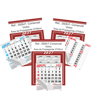 Calendário Comercial de Parede com Furo Ref.: 3509-F