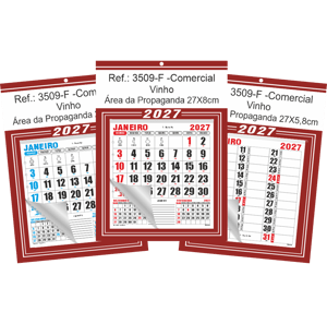 Calendário Comercial de Parede com Furo Ref.: 3509-F