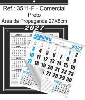 Calendário Comercial de Parede com Furo Ref.: 3511-F