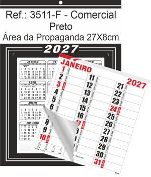 Calendário Comercial de Parede com Furo Ref.: 3511-F