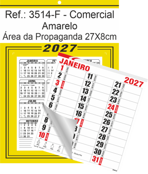 Calendário Comercial de Parede com Furo Ref.: 3514-F