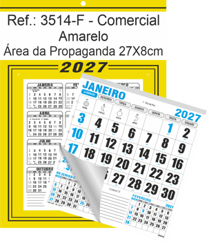 Calendário Comercial de Parede com Furo Ref.: 3514-F