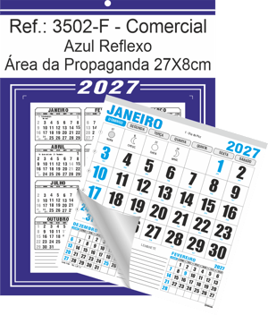 Calendário Comercial de Parede com Furo Ref.: 3502-F