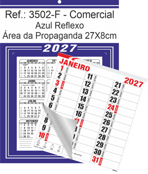 Calendário Comercial de Parede com Furo Ref.: 3502-F