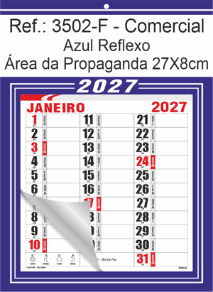 Calendário Comercial de Parede com Furo Ref.: 3502-F