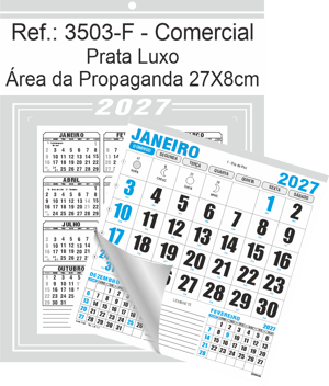 Calendário Comercial de Parede com Furo Ref.: 3503-F