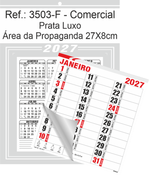 Calendário Comercial de Parede com Furo Ref.: 3503-F
