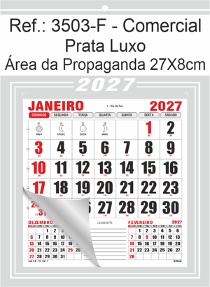 Calendário Comercial de Parede com Furo Ref.: 3503-F