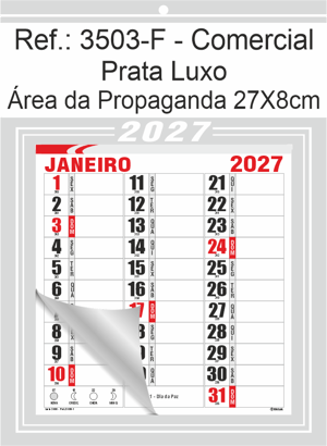 Calendário Comercial de Parede com Furo Ref.: 3503-F