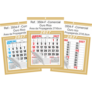 Calendário Comercial de Parede com Furo Ref.: 3504-F