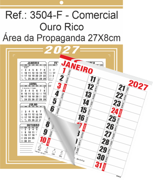 Calendário Comercial de Parede com Furo Ref.: 3504-F
