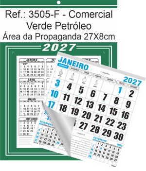 Calendário Comercial de Parede com Furo Ref.: 3505-F