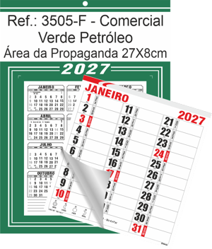 Calendário Comercial de Parede com Furo Ref.: 3505-F