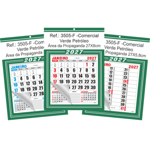 Calendário Comercial de Parede com Furo Ref.: 3505-F