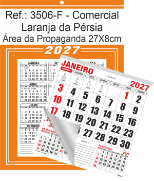 Calendário Comercial de Parede com Furo Ref.: 3506-F