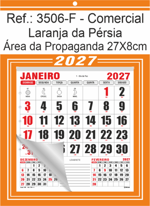 Calendário Comercial de Parede com Furo Ref.: 3506-F