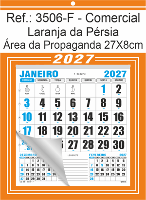 Calendário Comercial de Parede com Furo Ref.: 3506-F