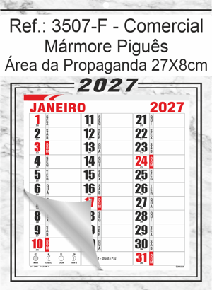 Calendário Comercial de Parede com Furo Ref.: 3507-F