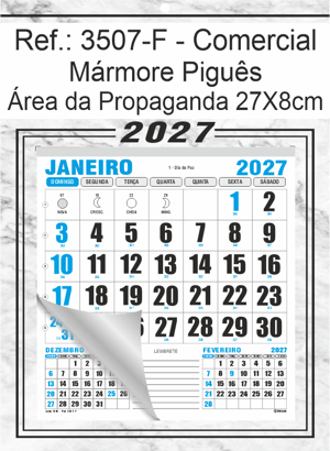 Calendário Comercial de Parede com Furo Ref.: 3507-F