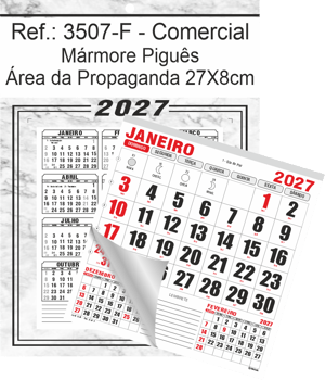 Calendário Comercial de Parede com Furo Ref.: 3507-F