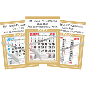 Calendário Comercial de Parede com ou sem Vareta Ref.: 3504-FV