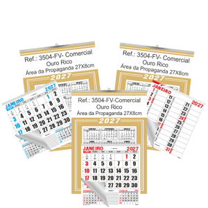 Calendário Comercial de Parede com ou sem Vareta Ref.: 3504-FV