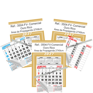 Calendário Comercial de Parede com ou sem Vareta Ref.: 3504-FV