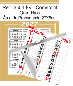 Calendário Comercial de Parede com ou sem Vareta Ref.: 3504-FV
