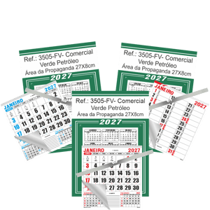 Calendário Comercial de Parede com ou sem Vareta Ref.: 3505-FV