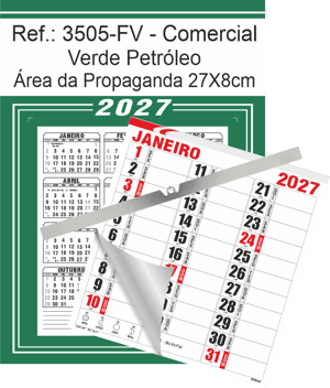 Calendário Comercial de Parede com ou sem Vareta Ref.: 3505-FV