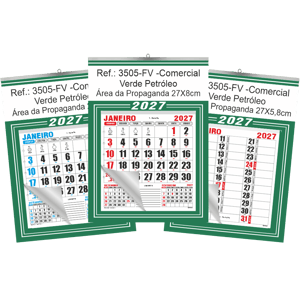 Calendário Comercial de Parede com ou sem Vareta Ref.: 3505-FV