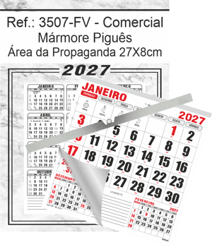 Calendário Comercial de Parede com ou sem Vareta Ref.: 3507-FV