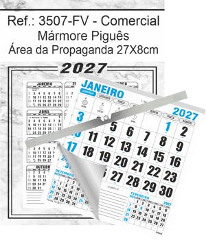 Calendário Comercial de Parede com ou sem Vareta Ref.: 3507-FV
