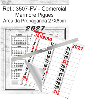 Calendário Comercial de Parede com ou sem Vareta Ref.: 3507-FV