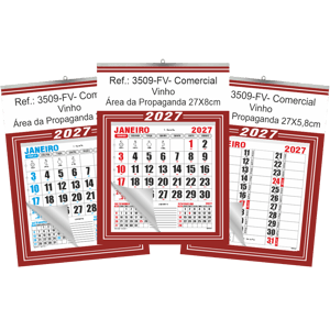 Calendário Comercial de Parede com ou sem Vareta Ref.: 3509-FV