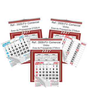 Calendário Comercial de Parede com ou sem Vareta Ref.: 3509-FV
