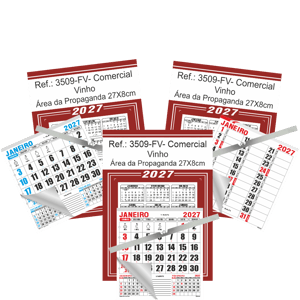 Calendário Comercial de Parede com ou sem Vareta Ref.: 3509-FV
