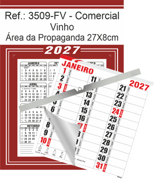 Calendário Comercial de Parede com ou sem Vareta Ref.: 3509-FV
