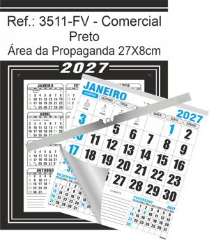Calendário Comercial de Parede com ou sem Vareta Ref.: 3511-FV